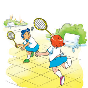 kids play badminton