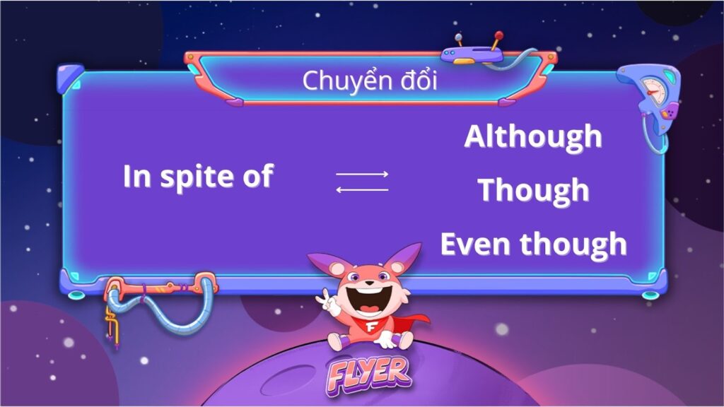 Chuyển đổi giữa "In spite of" với "Although"/"Though"/"Even though"