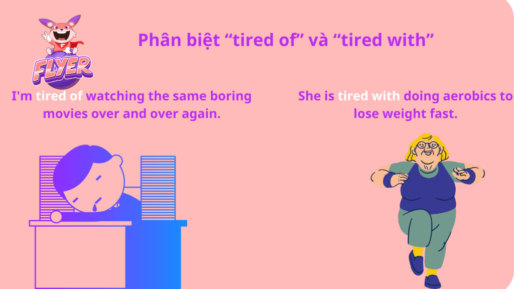 "tired" đi với giới từ gì